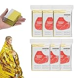 YADOBIG 6 Stück Rettungsdecke, 160 x 210cm Rettungsdecke Gold Silber für Outdoor, Wandern,...