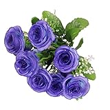 Kodxylytix Kunstblumen, künstliche Rose, Seide, Blumendekor, Blumenstrauß für Zuhause, Blau