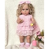 YIHANGG 55cm Reborn Baby Neugeborene Vollsilikon Lebensecht Mädchen Blondes Haar Babypuppen Wie...