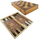 PrimoLiving Holz Backgammon Schachspiel 40x40cm P-14219