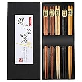 Rpanle Japanische EssstäBchen 5 Pairs EssstäBchen Holz Wiederverwendbare Natürliche Japanische...