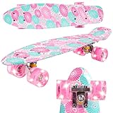 Malplay Mini Skateboard mit Leuchtende RGB LED-Räder | 22' Cruiser Board für Kinder und...