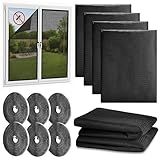Mexgcom 6 Stück Fliegengitter Fenster, 130 x 150cm Insektenschutz Fenster mit Klettband...