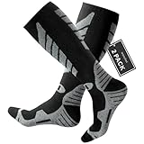 wanchel Merinowoll-Skisocken - 2 Paar knielange Skisocken, winterwarme Snowboard-Thermosocken