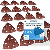 EffektWerk Delta-Schleifpapiere (60er-Pack, 6 Löcher), 93 x 93 x 93 mm dreieckige Schleifpads für...