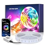 Mexllex LED Strip 5m, RGB LED Streifen, Farbwechsel LED Band mit IR Fernbedienung und APP, Led...