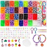 3600+ Loom Bänder Set, 40 Rastern Bunte Gummibänder Kit für Armbänder, DIY Elastisches...