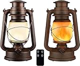 LED Laterne Vintage Sturmlaterne, Flackernde Flamme Zwei Lichtmodi, Batteriebetriebene Lampe mit...