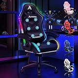 ALFORDSON Gaming Stuhl mit 8-Punkt Massage 12 Farben RGB LED-Licht, Bürostuhl Ergonomisch mit...