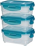 Amazon Basics Frischhaltedosen luftdicht, 3er-Pack, 3 x 0,6 l, Hellblau