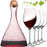 IMPERIAL glass Weindekanter mit 4 Rotweingläsern aus Crystalline Glas Karaffe mit...