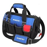 WORKPRO Werkzeugtasche mit verstellbarem Schultergurt und weiter Reißverschluss-Öffnung...