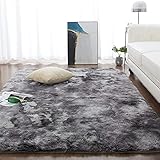 CHOSHOME Teppich Wohnzimmer Shaggy Hochflor Schwarz Langflor Kinderzimmer Modern Batik Jugendzimmer...