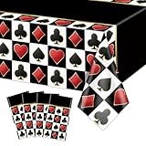 4 Stück Casino Tischdecken, Schwarze Poker Tischdecke rechteckig Spielen Karte Tischdecke für...