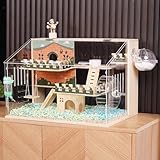 12-in-1 großer Hamsterkäfig aus Holz mit allem Zubehör, 61 x 40 x 40 cm, 3-lagiger...