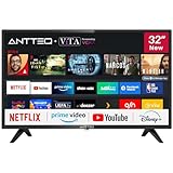 Antteq AV32 Fernseher 32 Zoll (80 cm) Smart TV mit Netflix, Prime Video, Rakuten TV, DAZN, Disney+,...