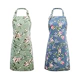 IDEAPRON Küchenschürze für Frauen, 2 Stück Florale Schürzen zum Kochen Backen Gartenar, Vintage...