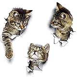 WandSticker4U®- 3x 3D KATZEN zum Kleben I Wandsticker Klo WC Aufkleber Toilettendeckel Katze...