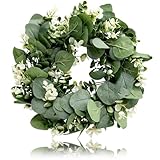 Künstlicher Eukalyptus Kranz, Kunstpflanze Hängen Kranz, für Hochzeit Party Garten Tür Fenster...