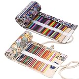 2 Stück 36 Löcher Stifterolle Rollmäppchen Verpackungshalter Bleistift Wrap, Leinwand Stifterolle...