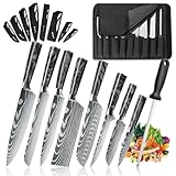 MDHAND Küchenmesser Set, 8-teiliges Professionelles Messerset mit Rolltasche, Extrem Scharf Profi...
