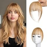 Pony-Haarverlängerung zum Anklippen, 100% Echthaar, für Damen, Haarteil, gebogener Pony (A-Ash2...