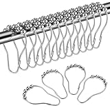 LIHAO 12x Duschringe Duschvorhangringe Haken Edelstahl Aufhängeringe mit Gleitsystem Duschringe...
