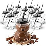 Novaliv 12x Tassen Glühwein 300 ml Personalisierte Weihnachtstasse mit Trinkhalm - Bär als...