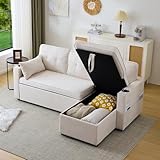 Merax Sofa Ecksofa mit Schlaffunktion, Praktisches Schlafsofa mit Bettkasten, Schlafcouch mit...