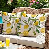 ViaElayu Outdoor Kissenbezug 40x40 cm Gelb Zitronen Kissenhüllen Outdoor Kissen Wetterfest...