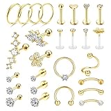 LOLIAS 27 Stück Helix Tragus Piercing Ohrringe für Frauen Männer Edelstahl Creolen Muschel...