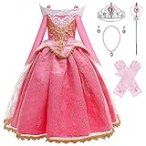 KANDEMY Mädchen Prinzessin Aurora Kostüm Kinder Dornröschen Kleid Karneval Kostüme für Fasching...