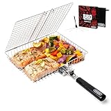 SHIZZO Grillkorb, Barbecue-Bbq-Grillkorb, Große Faltbare Grillkörbe Aus Edelstahl Mit Griff,...