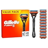 Gillette Fusion5 Rasierer für Männer, ein Gillette Rasierer, 11 Ersatzklingen, mit Gleitstreifen...