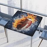 Entemne Quadratische Tischdecke mit elastischem Rand, Wasserfeuer, American Football-Tischdecken,...