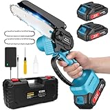 JINDUN Mini Kettensäge mit Akku, 21V 6 Zoll Mini Akku Kettensäge mit Leistungsstarke Motoren und...
