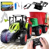 Charmofun Ferngesteuerter Traktor, RC Traktor Spielzeug mit Mixer und Licht, 2.4GHz Trecker mit...