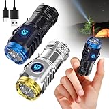 2 Stück Mini-Taschenlampe mit dreiäugigem Monster, Aufladbar LED Taschenlampen Extrem Helle mit 5...