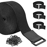 ZSURLUX 3.8cm*5m Klettband mit 20 Schnallen, Breit Klett Klettbinder Wiederverschließbar,...