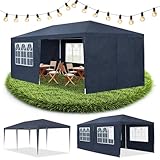 Juskys Partyzelt 3x6 m mit 6 abnehmbaren Seitenwänden & Dach - 18 m² - 12 Erdhaken & 6 Seile -...