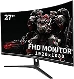 CRUA Curved Gaming-Monitor 27 Zoll 180Hz, FHD 1080P 1800R PC-Monitor, 1 ms GTG mit FreeSync, geringe...