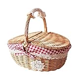 Weiden-Picknickkorb mit Deckel und Griff, gewebter Picknickkorb, handgemachter Süßigkeitenkorb,...