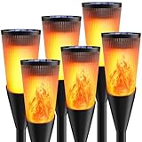 Solarlampen für Außen Gartenfackeln, 6Stück 2Modi Solarleuchten für Draußen,IP65 Wetterfest...