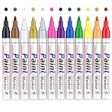 Permanent Marker Wasserfeste Stifte: 12 Farben Permanentmarker, Glasstifte und Lackstifte zum...