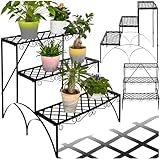 tectake® Pflanzentreppe, Blumenständer Metall, Blumenbank, Blumentreppe mit 3 Stufen,...