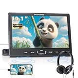 10.1' Car Headrest DVD Player with Suction-Type Disc in, DESOBRY 1080P Portable DVD Player for Car...