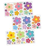 WHAMVOX 9 Blätter Teiliges Bunte Blumen Wandtattoos Abziehbare PVC Wandsticker Dekorative...