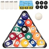 Billiard Pool Balls mit Billardkreide, Complete Set of 15 Pool Balls, Diameter 58mm Cue Ball Set for...