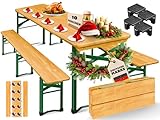 KESSER® Bierzeltgarnitur 3 teilig Gartenmöbel-Set | Klappbar 220 x 50 x 77cm | 2X Bierbänke 1x...
