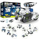 Solar Roboter Spielzeug für Kinder, 12-in-1 Solar Robot Kit Solar oder Wiederaufladbar Batterie...